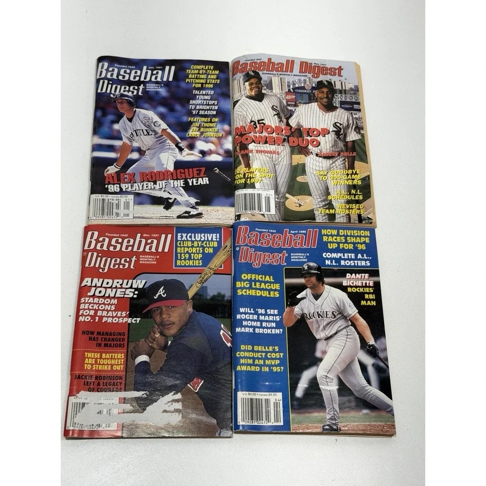 Lot of 20 Vintage Baseball Digest Magazines 1990s Maddux Ripken Piazza HOF